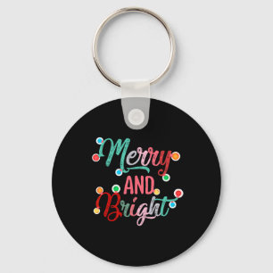 Merry And Bright Christmas Lights Xmas Family  Key Ring