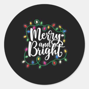Merry And Bright Christmas Lights Xmas Holiday Classic Round Sticker