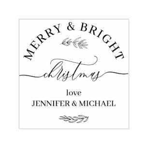Merry and bright christmas minimalist self-inking stamp
