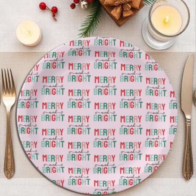 Merry and Bright Christmas Paper Plate (Creator Uploaded)