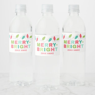 Merry and Bright Christmas Party Favours Water Bottle Label