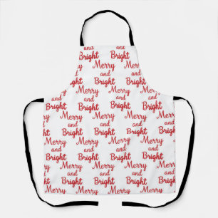 merry and bright christmas pattern apron