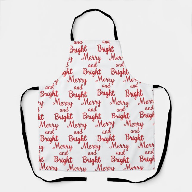 merry and bright christmas pattern apron (Front)