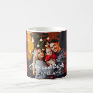 Merry and bright Christmas personalized photo mug