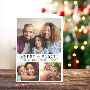 Merry And Bright Christmas Photo Holiday Card