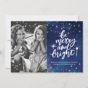 Merry and Bright Christmas photo starry night Holiday Card