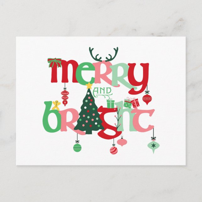 Merry and Bright Christmas Postcard (Front)