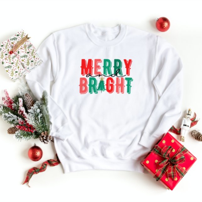 Merry And Bright Christmas Retro Sweatshirt (Creator Uploaded)