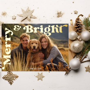 Merry And Bright Christmas Retro Typography Photo