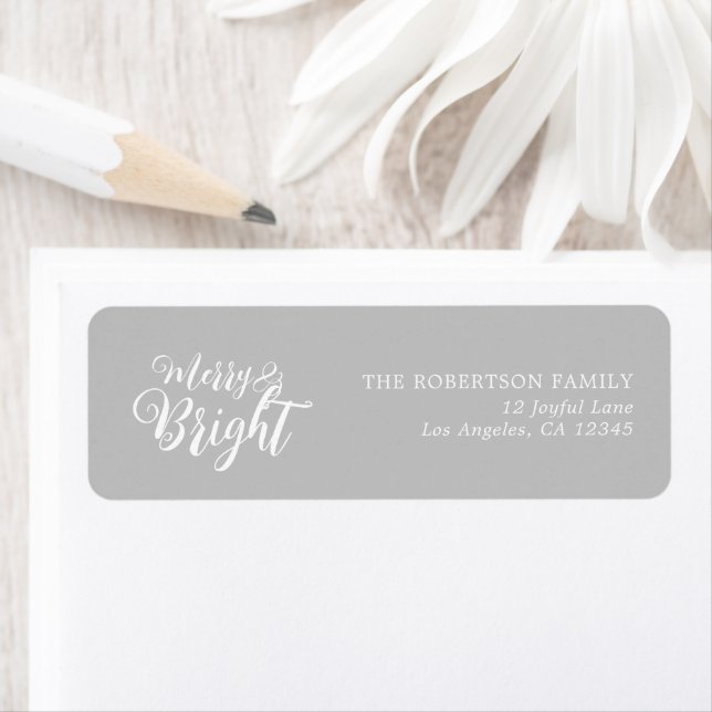 Merry and Bright Christmas Return Address Label (Insitu)