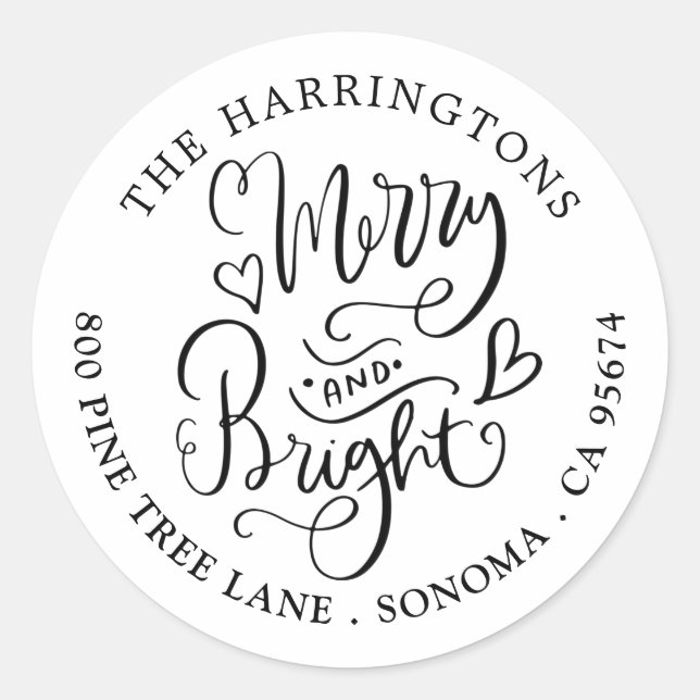 Merry And Bright Christmas Return Address Labels (Front)