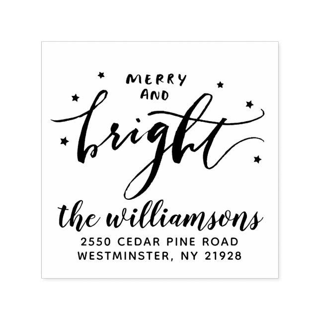 Merry and Bright Christmas Return Address Self-inking Stamp (Design)