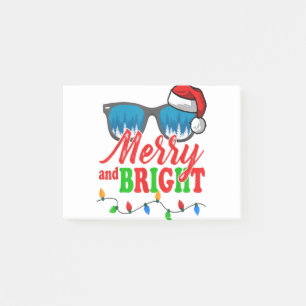 Merry And Bright Christmas Santa Hat Sunglasses Xm Post-it Notes