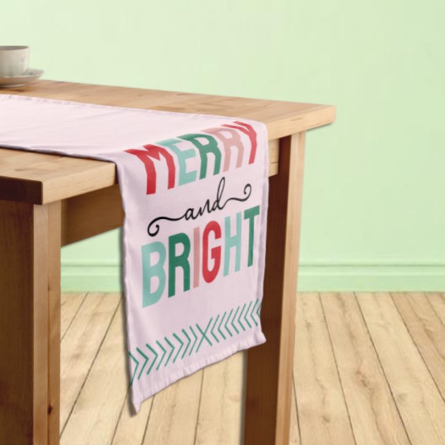 Merry and Bright Christmas Short Table Runner (Creator Uploaded)