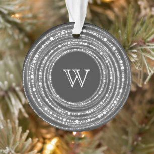 Merry And Bright Christmas Sparkles Monogram Photo Ornament