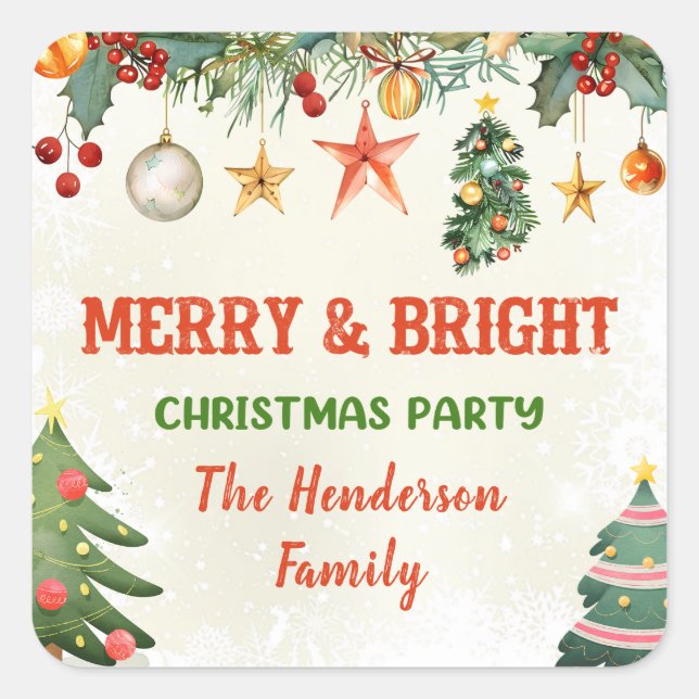 Merry and Bright Christmas  Sticker (Front)