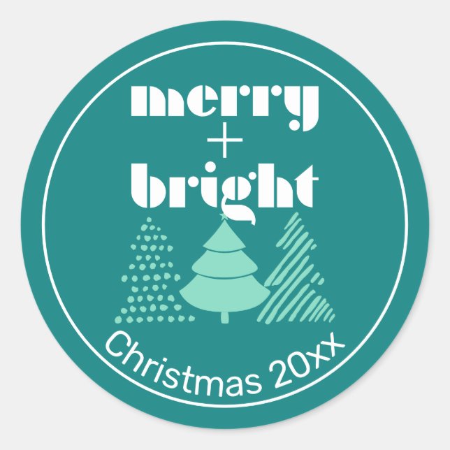 Merry and Bright Christmas Stickers (Front)