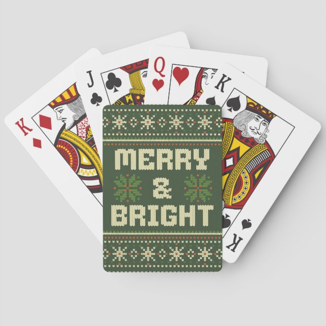 Merry and Bright Christmas Sweater Nordic Knit  Playing Cards (Back)