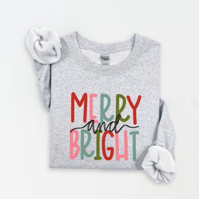 Merry and Bright Christmas Sweatshirt Women Winter (Creator Uploaded)