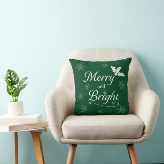 'Merry and Bright' Christmas Throw Pillow