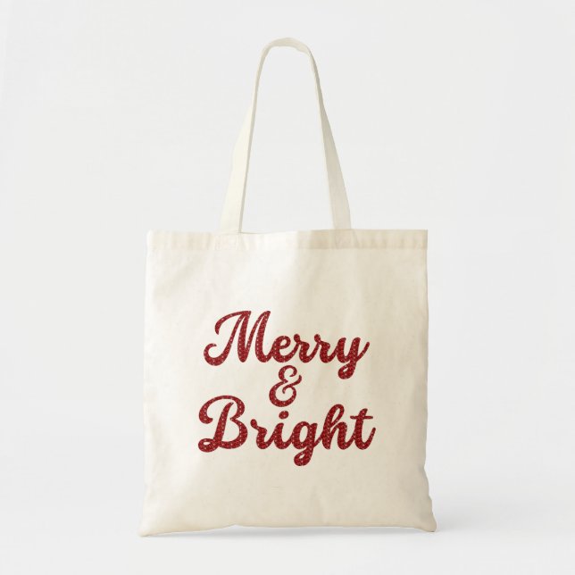 Merry and Bright Christmas Tote Bag (Front)