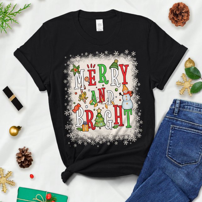 Merry and Bright, Christmas Tree & Light, Gift T-Shirt (Creator Uploaded)