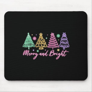 Merry And Bright Christmas Tree Merry Xmas Girl Wo Mouse Pad