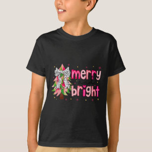 Merry And Bright Christmas Tree Nk Coquette Bow Wo T-Shirt