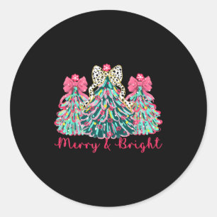 Merry And Bright Christmas Tree Xmas Tree Family H Classic Round Sticker