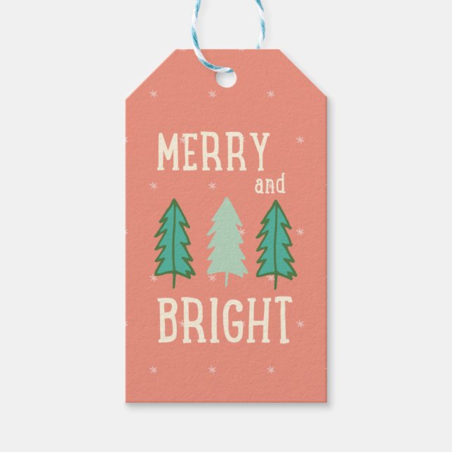Merry and Bright Christmas Trees Gift Tag (Front)