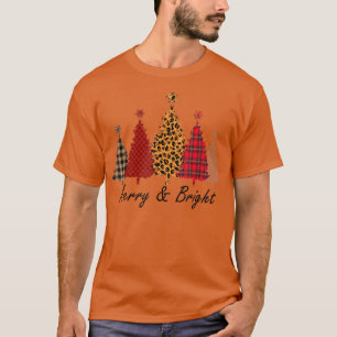 Merry And Bright Christmas Trees Leopard Buffalo P T-Shirt