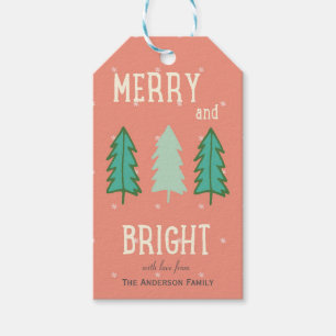 Merry and Bright Christmas Trees Whimsical Gift Tags