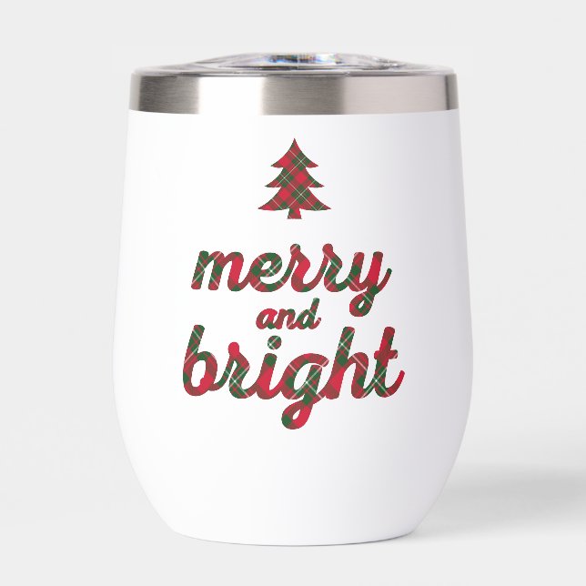 Merry and Bright Christmas typography tartan  (Front)