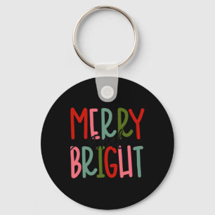 Merry And Bright Christmas Women Girls Kids Toddle Key Ring