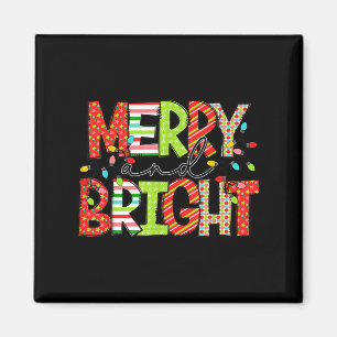 Merry And Bright Christmas Women Girls Kids Toddle Magnet