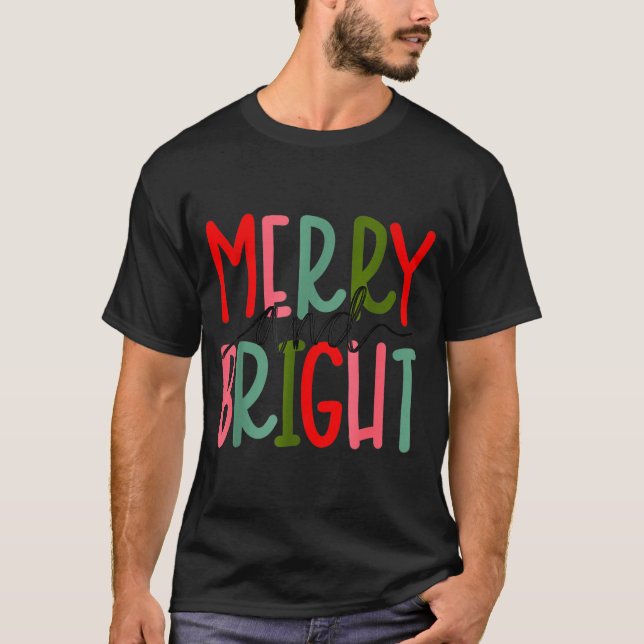 Merry And Bright Christmas Women Girls Kids Toddle T-Shirt (Front)