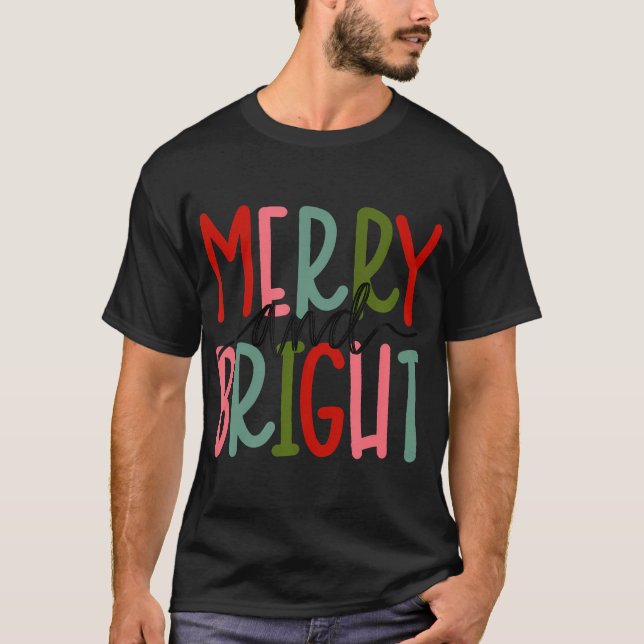 Merry And Bright Christmas Women Girls Kids Toddle T-Shirt (Front)