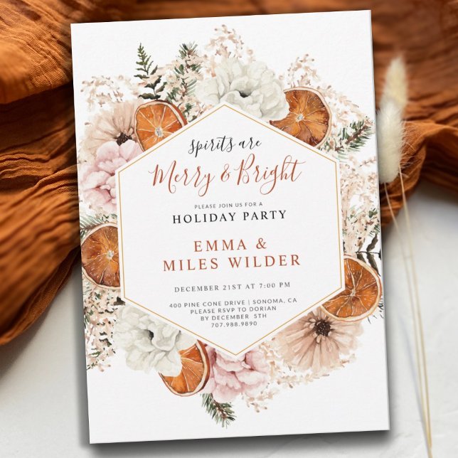 Merry and Bright Citrus Pine Holiday Invitation (Creator Uploaded)