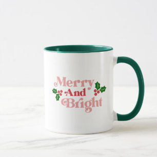 Merry and Bright - Classic Holiday Typography Mug