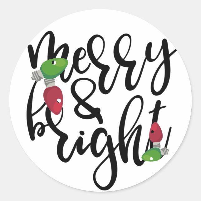 Merry and Bright Classic Round Sticker (Front)