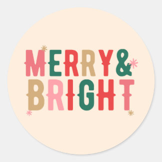 Merry and Bright Classic Round Sticker