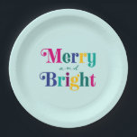 Merry and Bright Colourful Christmas Holiday Party Paper Plate<br><div class="desc">Celebrate a merry and bright holiday with these paper party plates.</div>