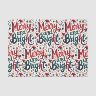 Merry and Bright Colourful Festive Retro Typograph Tissue Paper