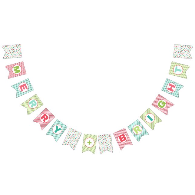 Merry and Bright Colourful String Of Lights Bunting (All)