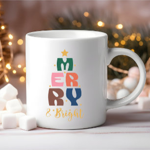 Merry and Bright Colourful Typography Coffee Mug
