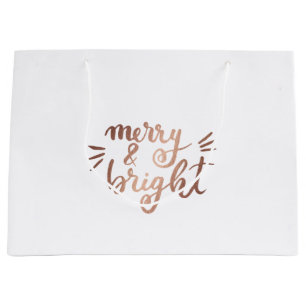 Merry and bright - copper large gift bag