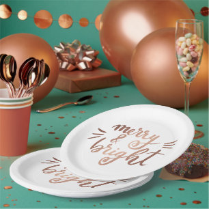Merry and bright - copper paper plate