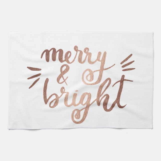 Merry and bright - copper tea towel (Horizontal)