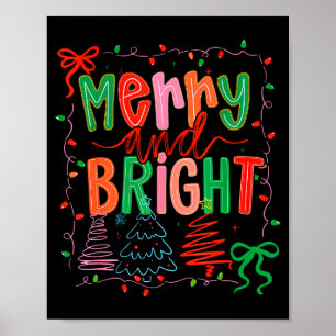 Merry And Bright Coquette Bow Christmas Tree Women Poster