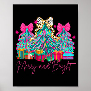 Merry And Bright Coquette Bow Christmas Tree Women Poster